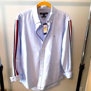 Ladies Oxford button down with soft web detail
